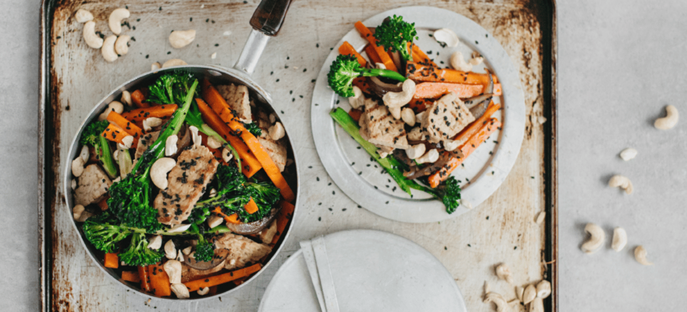 Tempeh and vegetable stir-fry