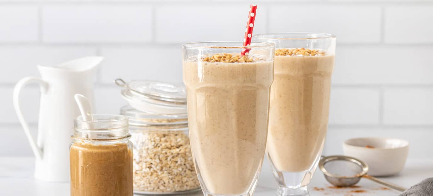 Peanut butter banana protein milkshake