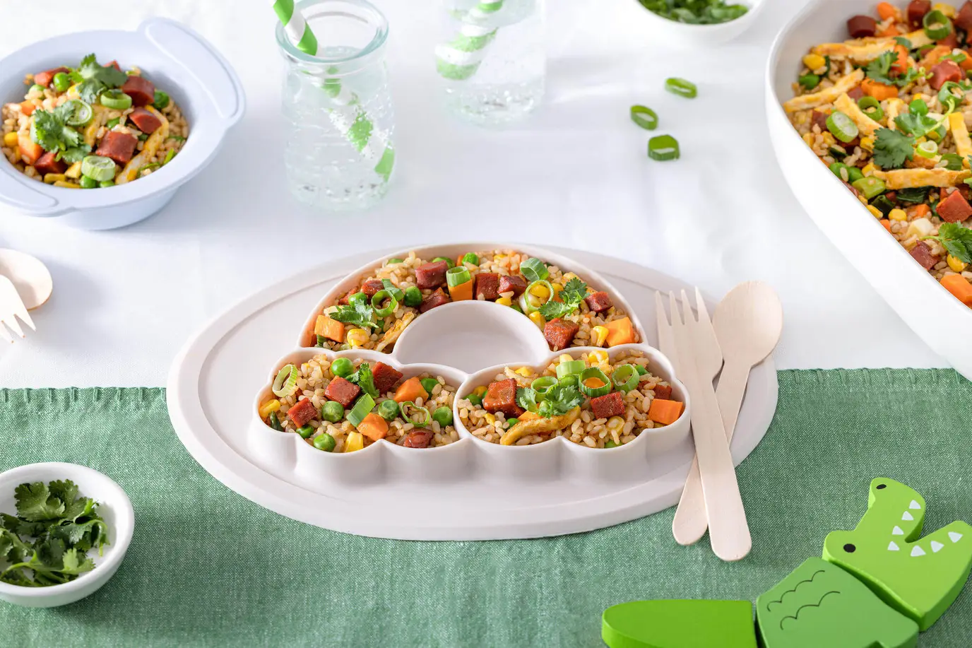 Kids Fried Ricewith Vegie Hot Dogs