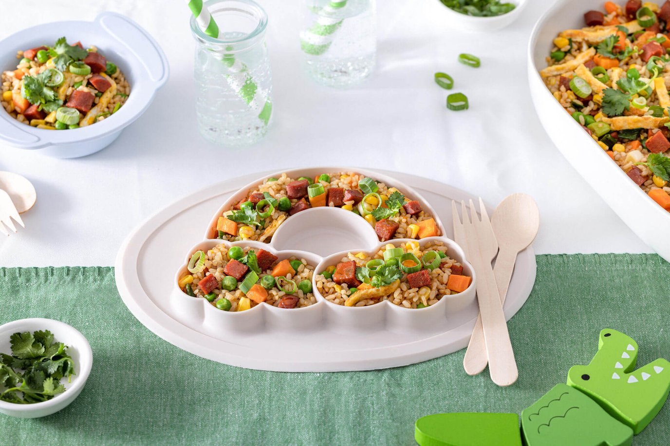 Kids Fried Ricewith Vegie Hot Dogs