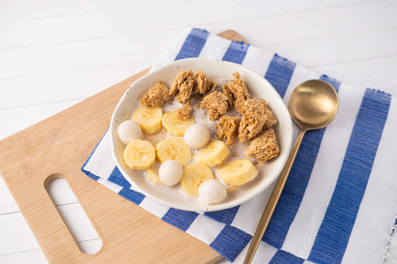 Black sesame milk and mochi Weet-Bix bowl