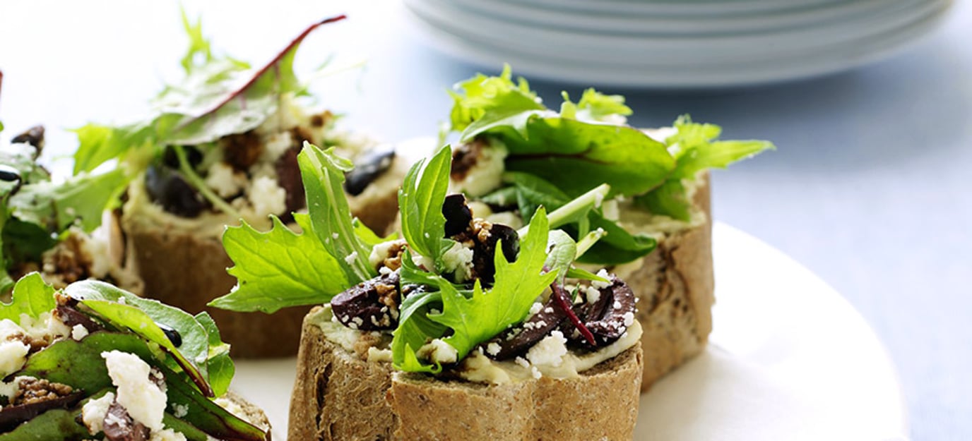 Hummus and feta on rye