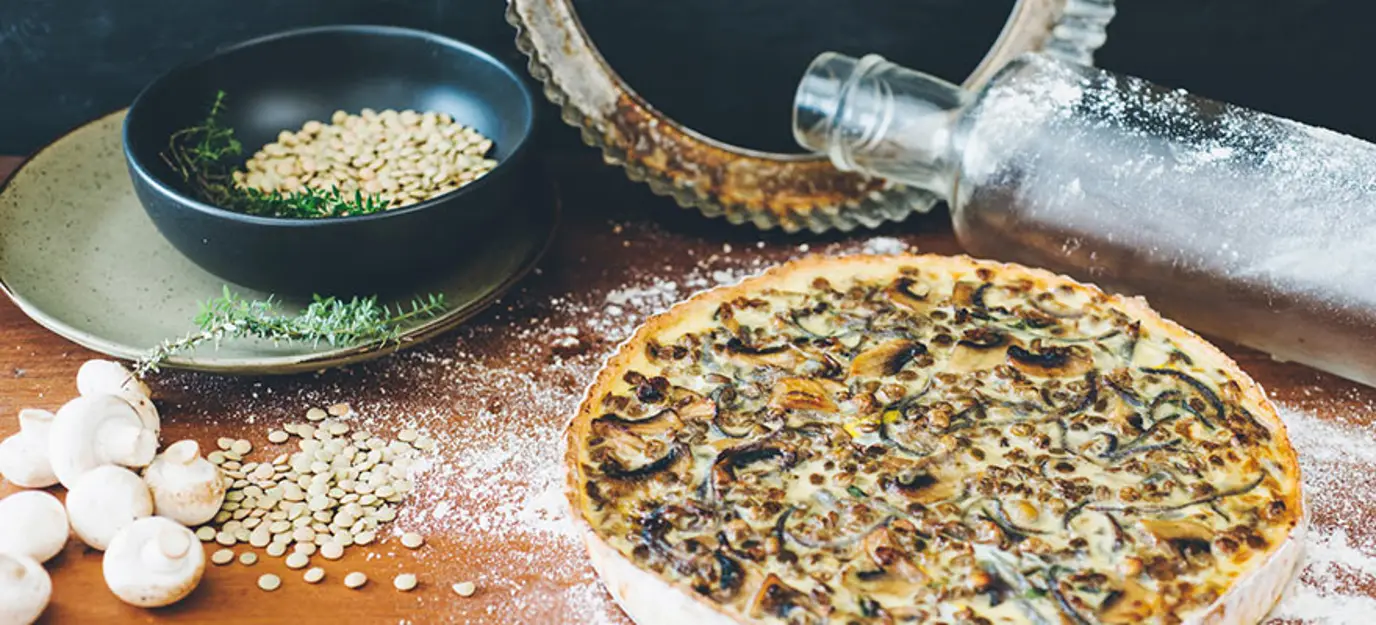 Lentil and mushroom flan