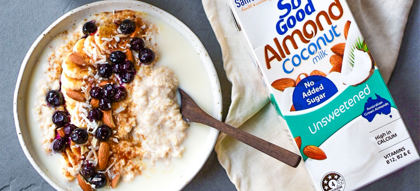 Almond Coconut oats with banana & blueberries Almond Coconut oats with banana & blueberries