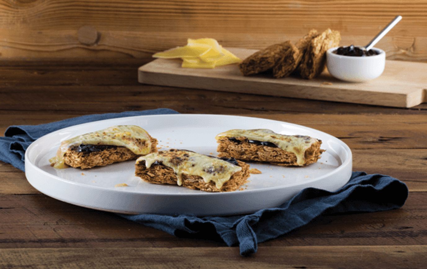 Grilled Weet-Bix™ with Marmite™ and cheese