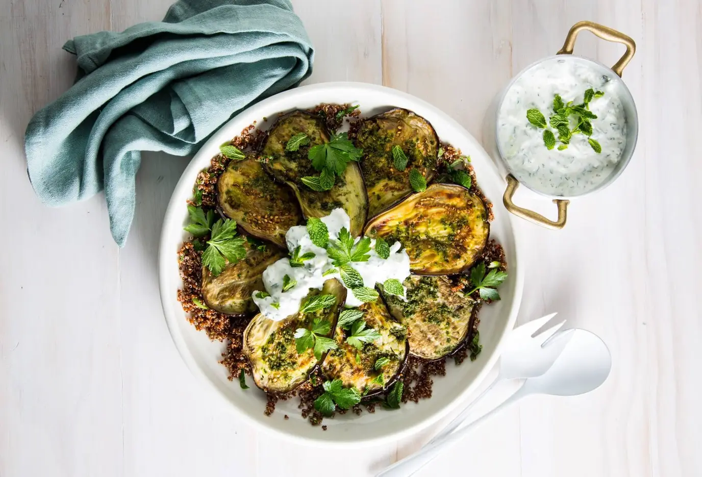Grilled eggplant with tzatziki