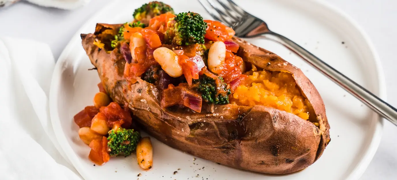 Roasted stuffed sweet potatoes