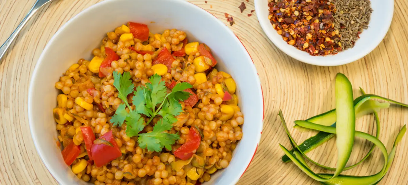 Moroccan pearl couscous pilaf