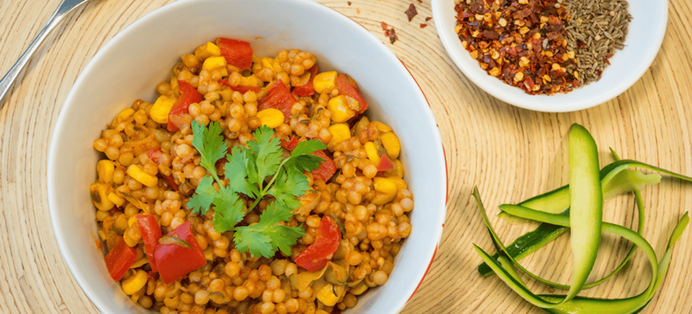 Moroccan pearl couscous pilaf