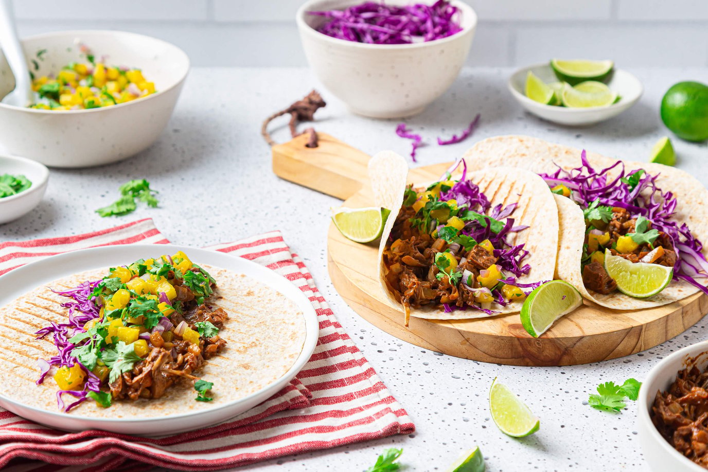 Barbecue Marmite Jackfruit Tacos with Pineapple Salsa