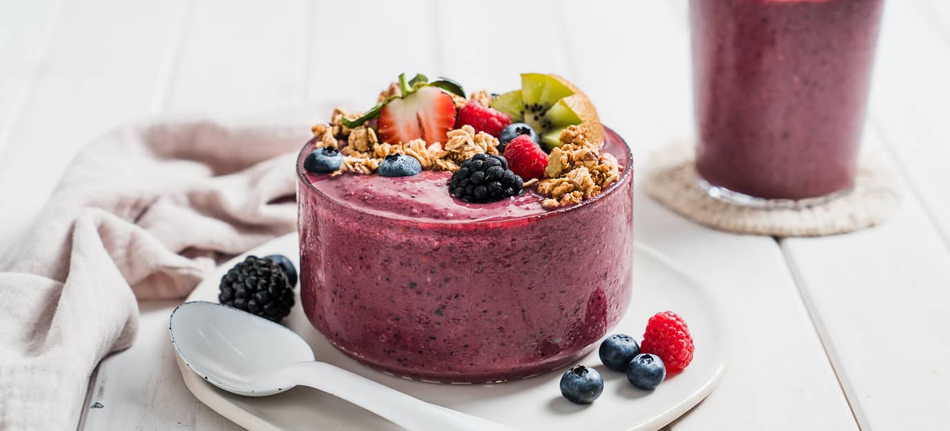 Mixed berry acai smoothie bowl