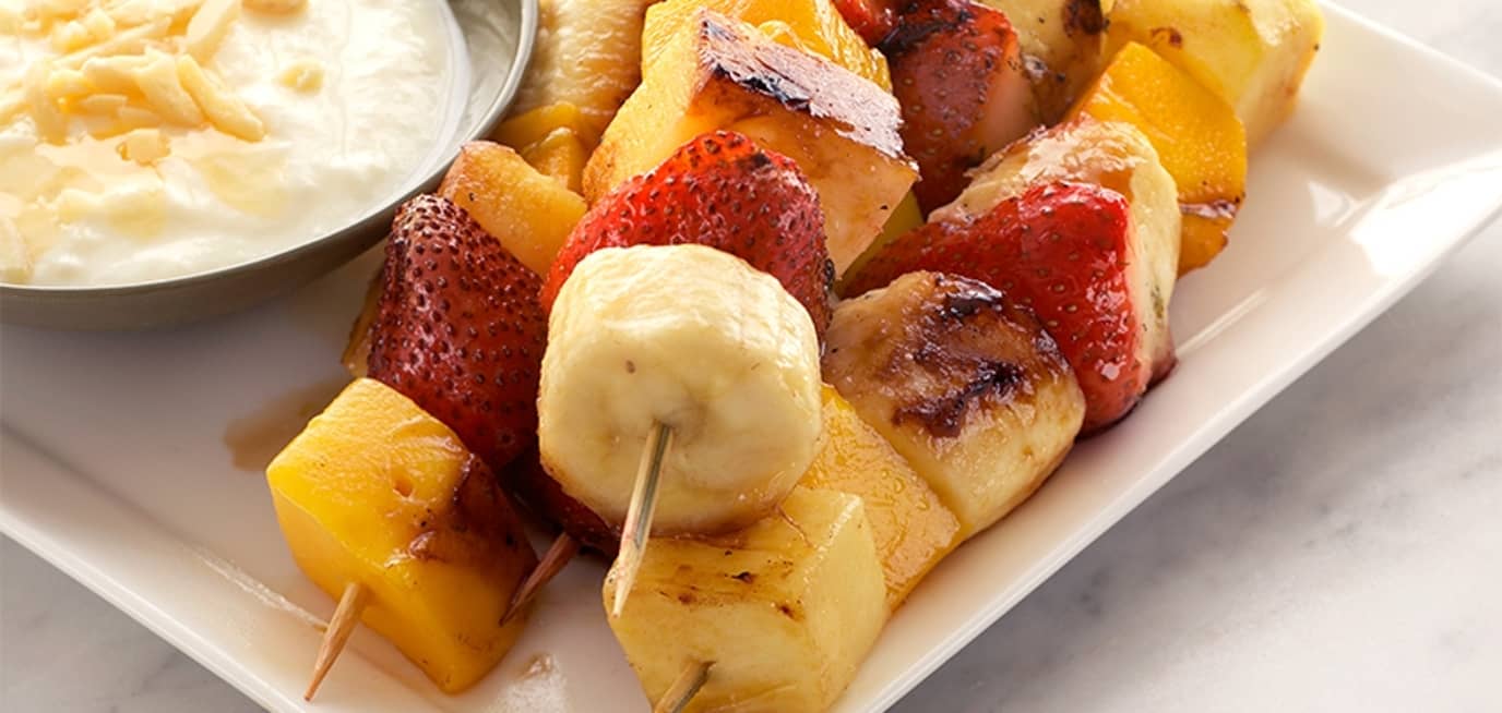 Grilled fruit kebabs