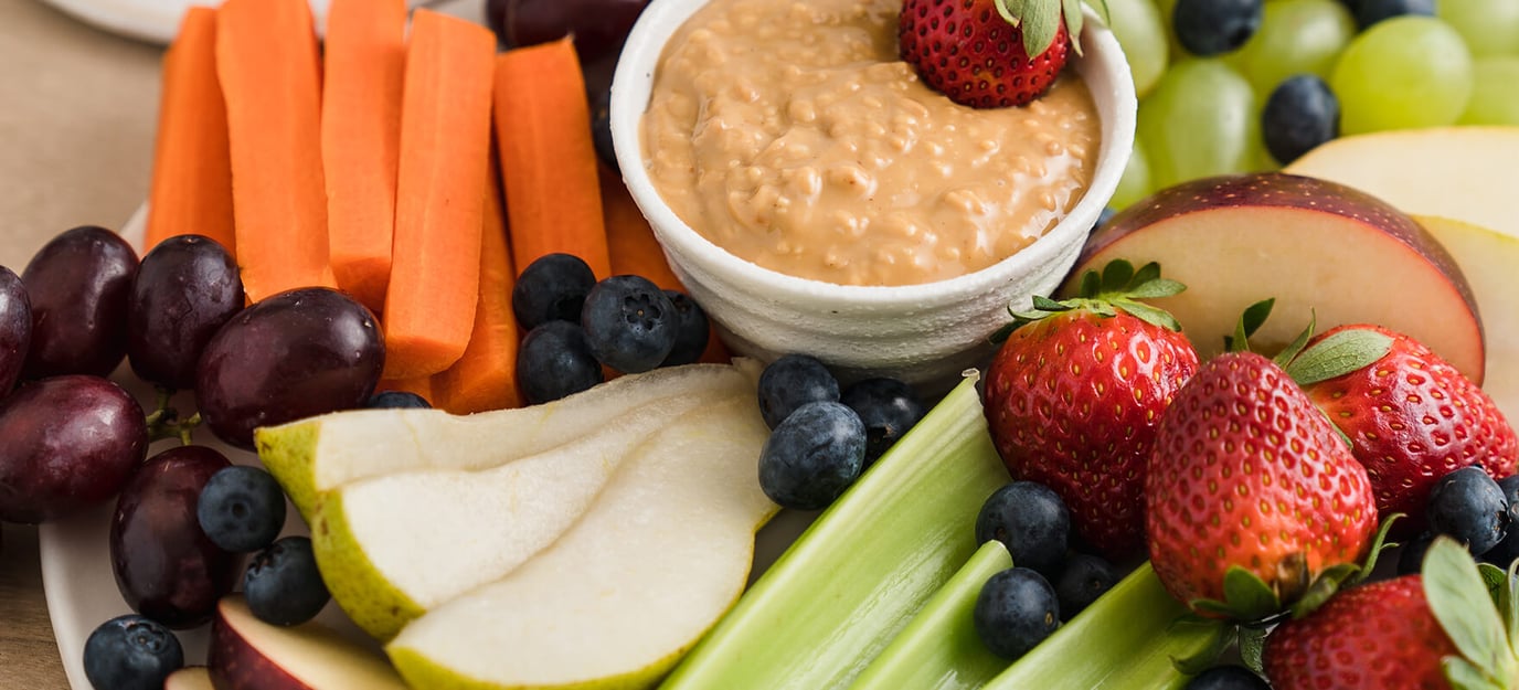 Peanut butter fruit & veggie platter