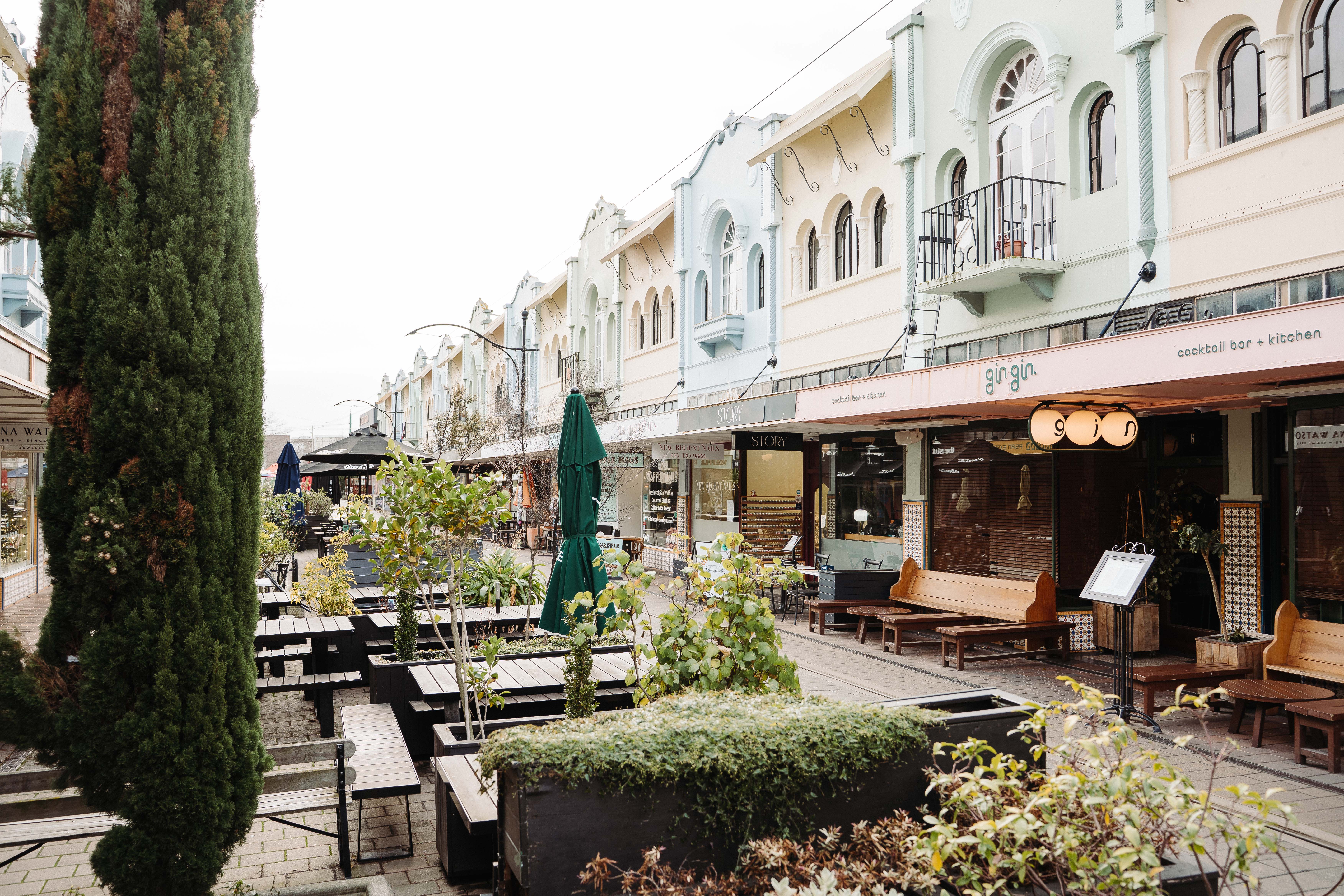 Outdoor photo of the Authenticity Cafe in Christchurch, showing a cafe-style setting and architectural details. Suitable as a travel, food-and-drink, or local dining scene image.