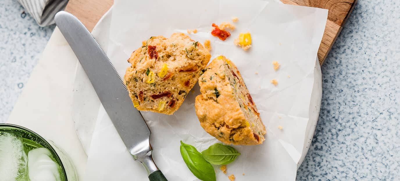Sweet corn & tomato muffins