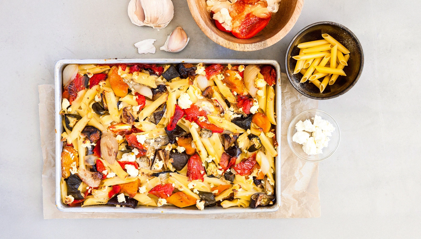 Roast vegetable pasta bake Roast vegetable pasta bake