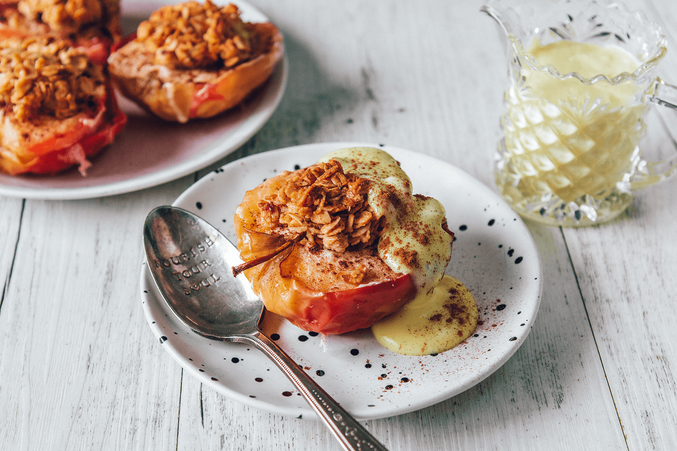 Air-fried Apples with Easy Vanilla Custard