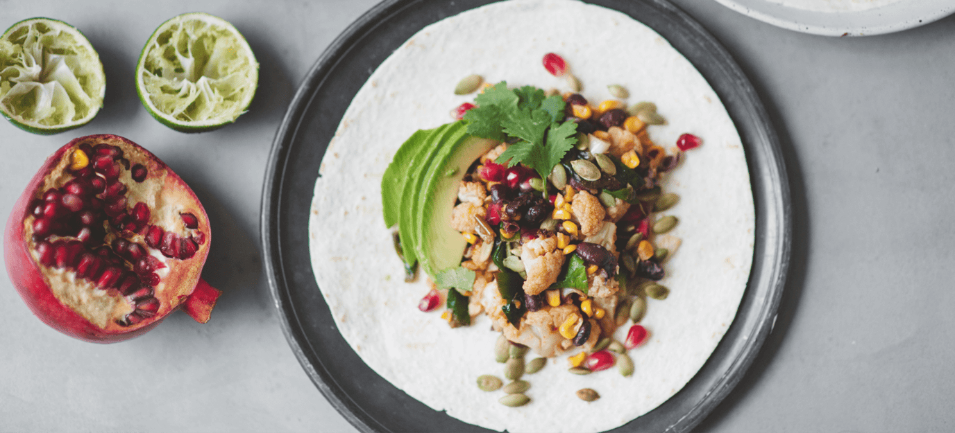 Roasted cauliflower and corn tacos