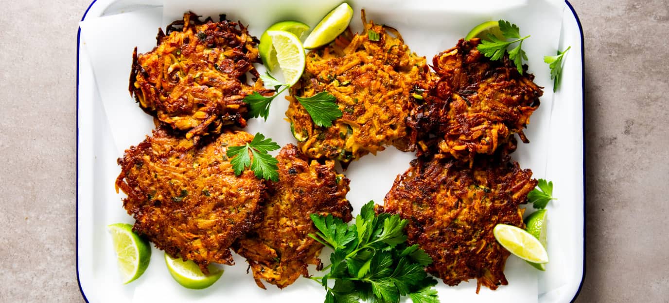 Veggie and haloumi fritters Veggie and haloumi fritters