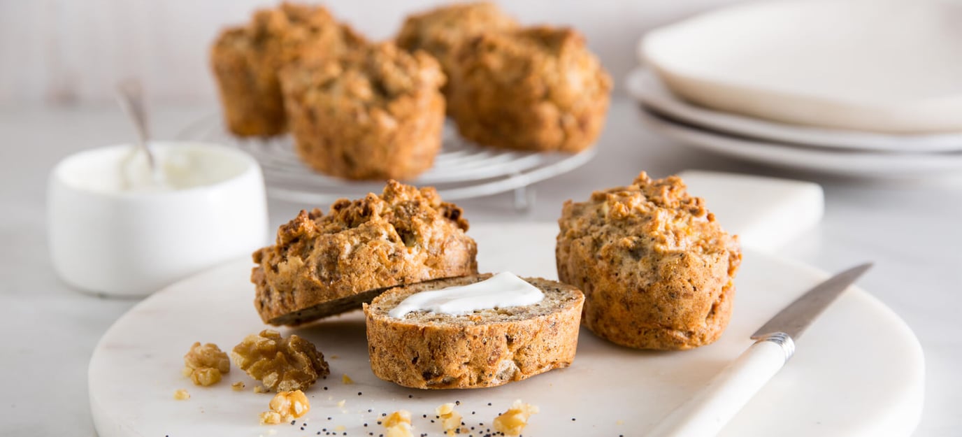 Marmite, feta and walnut friands