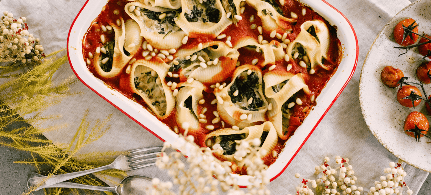 Spinach and Tofu Filled Shells