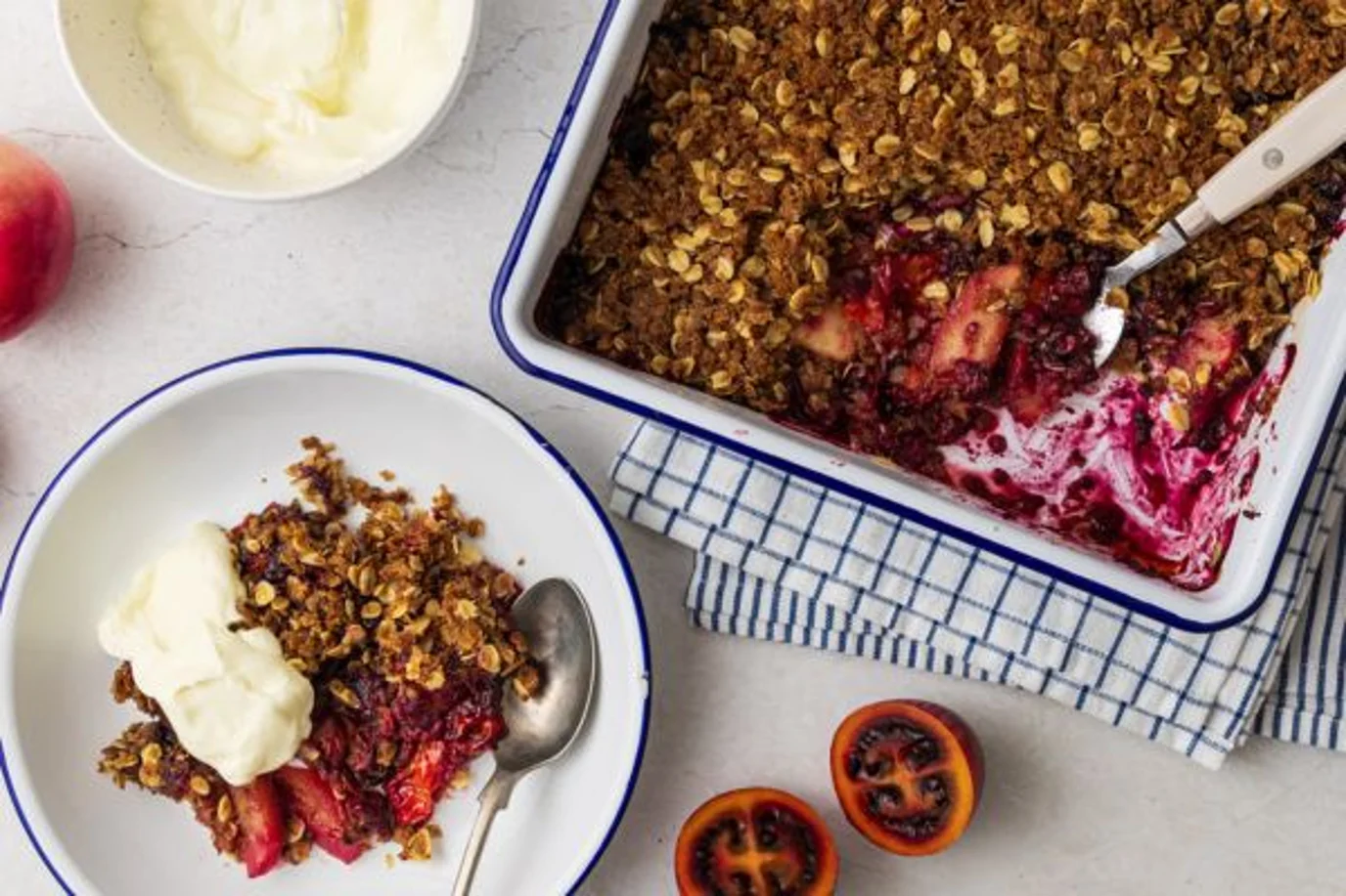 Tamarillo, Orange and Apple Crumble