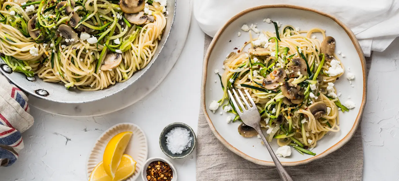 Zucchini and feta pasta