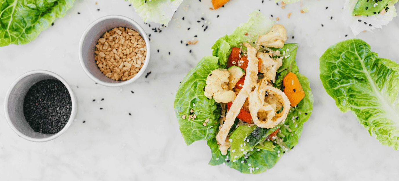 Singapore noodle lettuce wraps