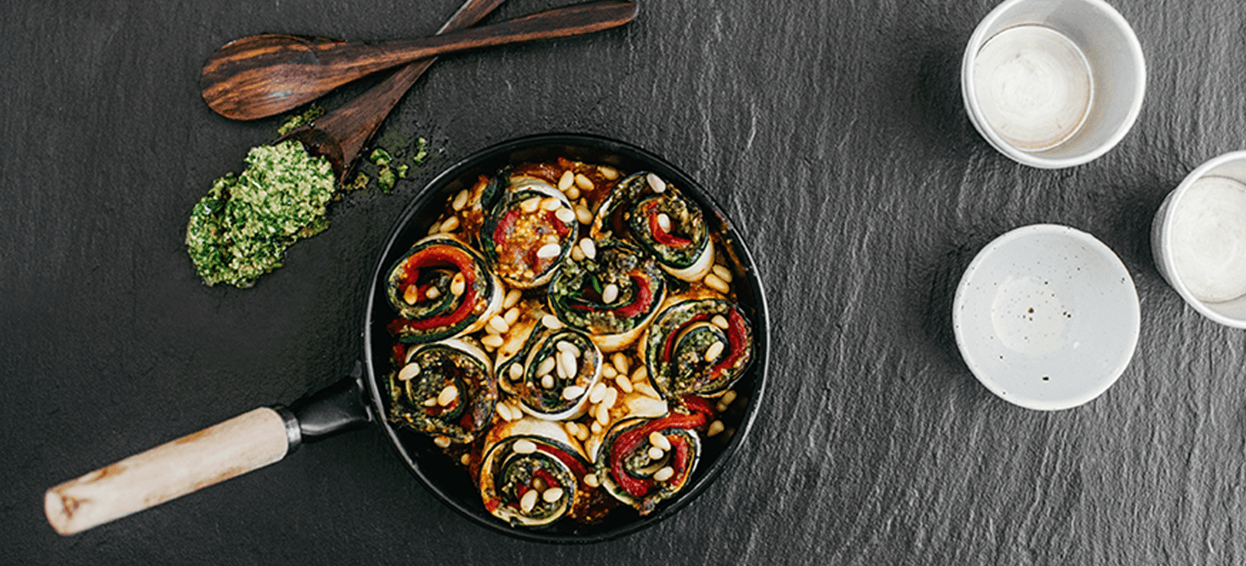 Pesto courgette roll up lasagne