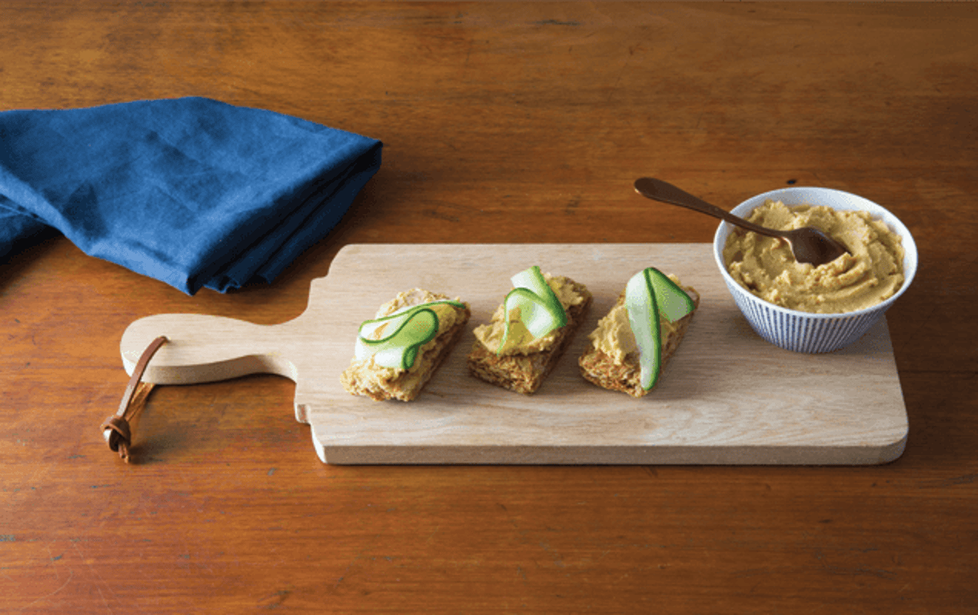 Hummus and cucumber on Weet-Bix™