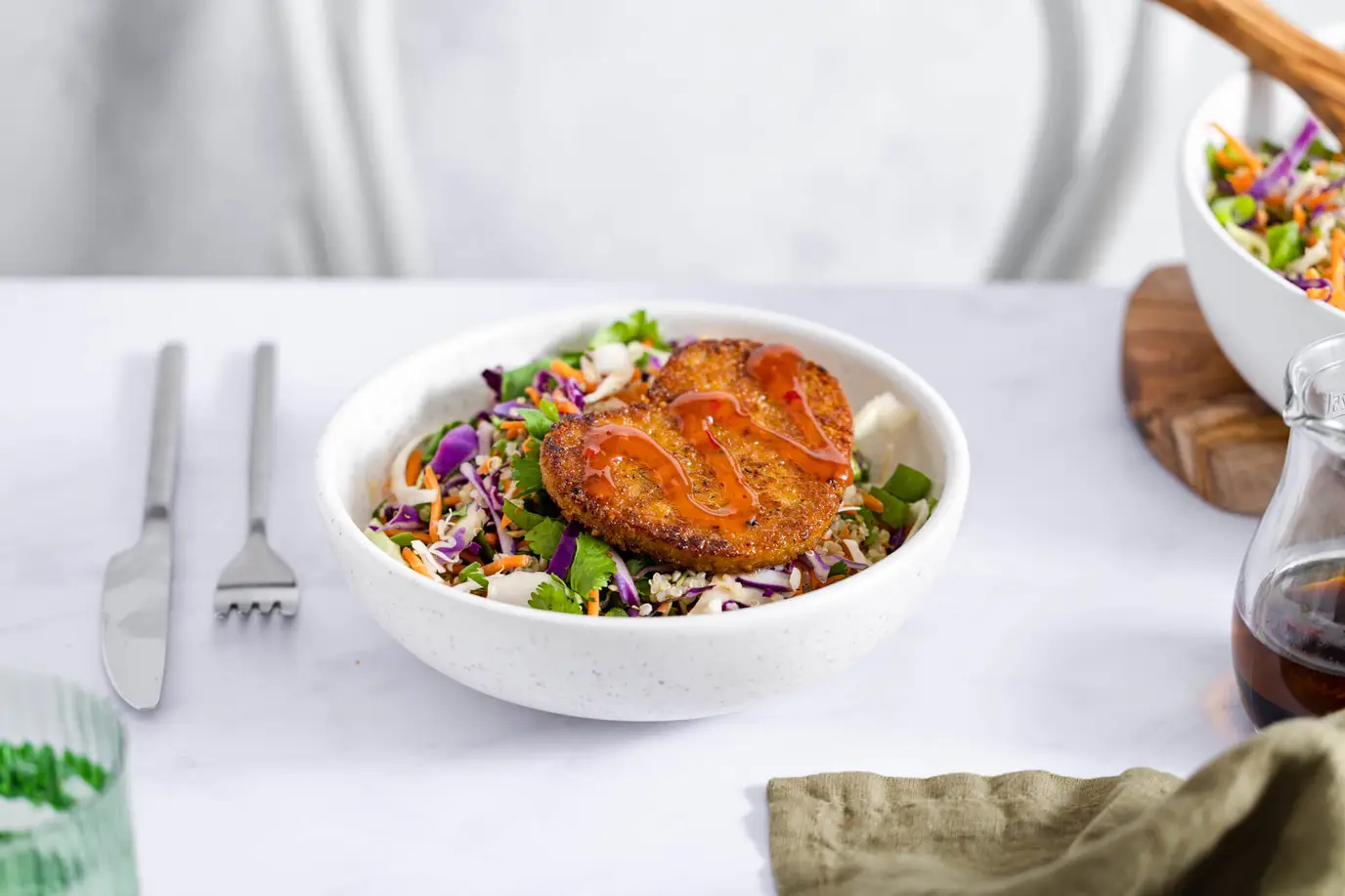 Schnitzel with Asian Quinoa Slaw