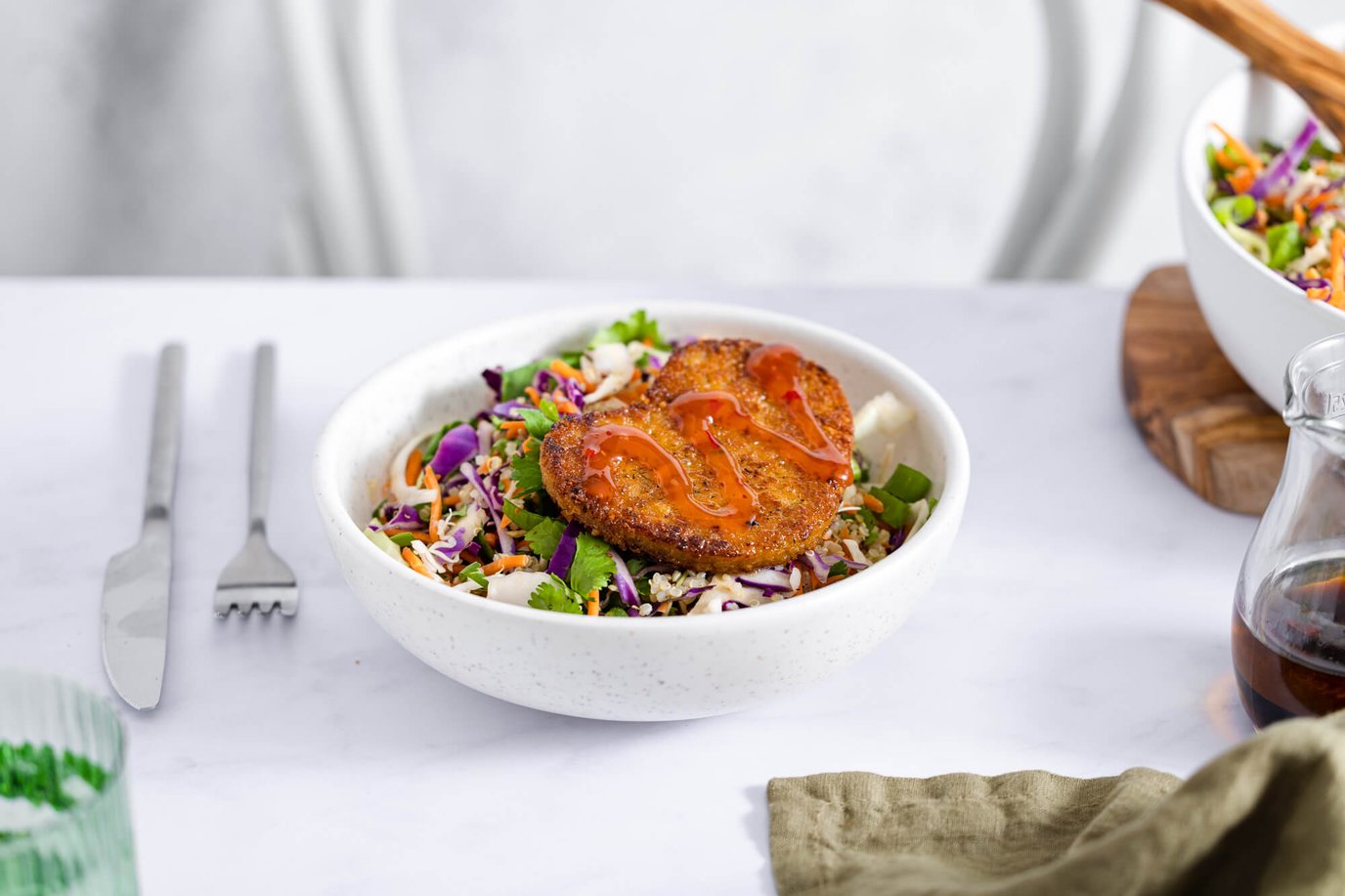 Schnitzel with Asian Quinoa Slaw