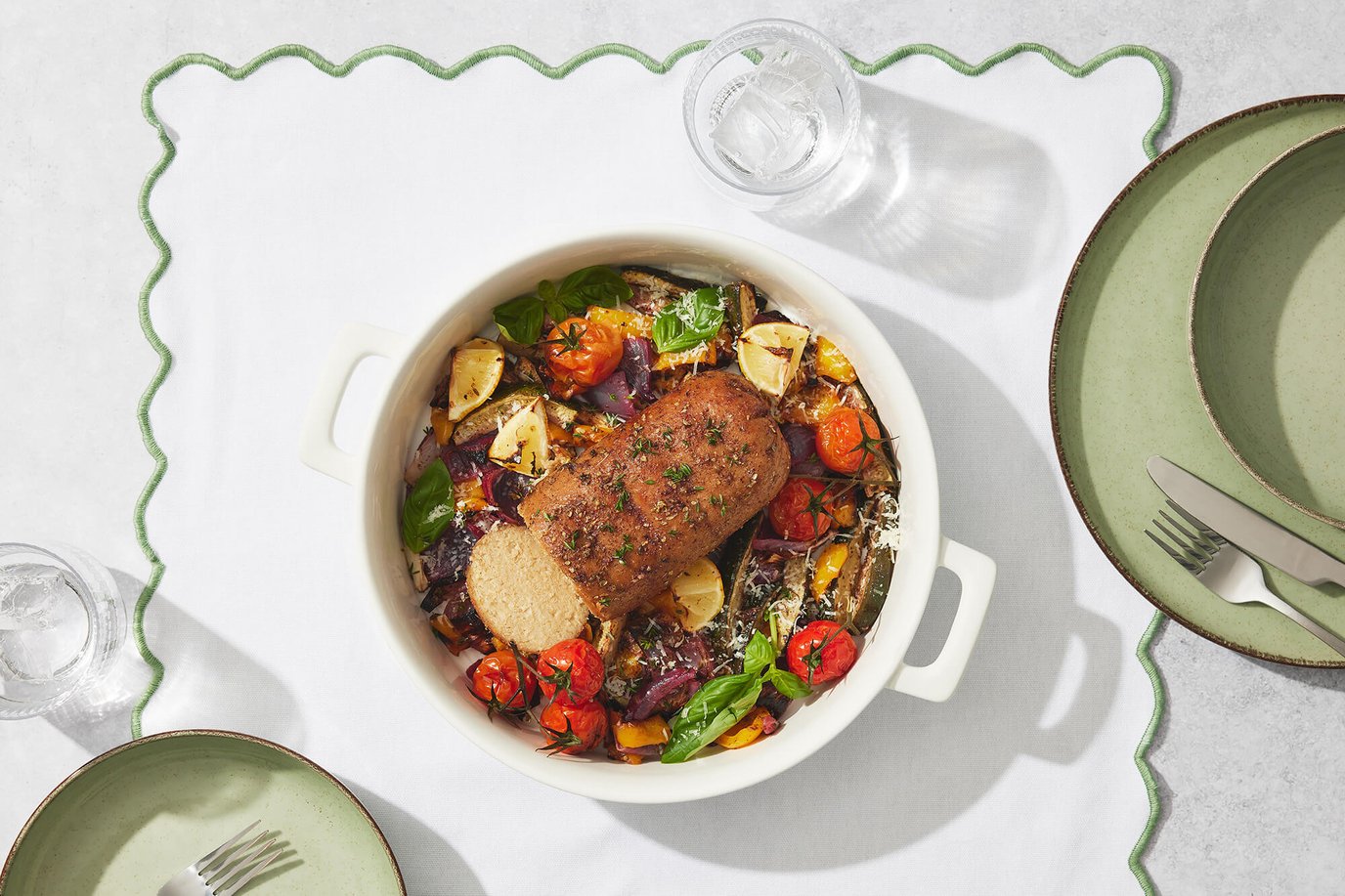 Italian Summer Vegie Roast with cherry tomatoes
