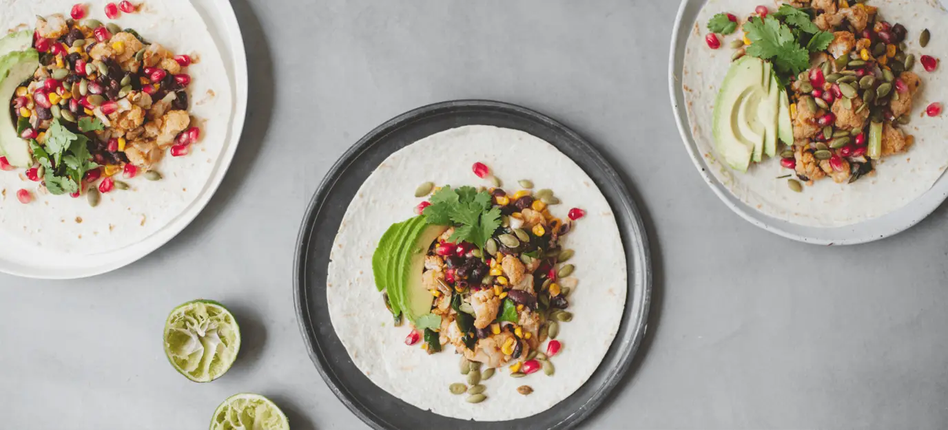 Roasted cauliflower and corn tacos