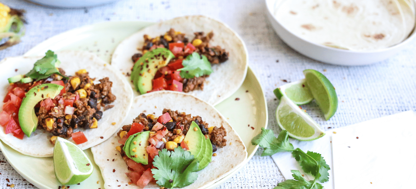 Tacos with black beans and nutmeat