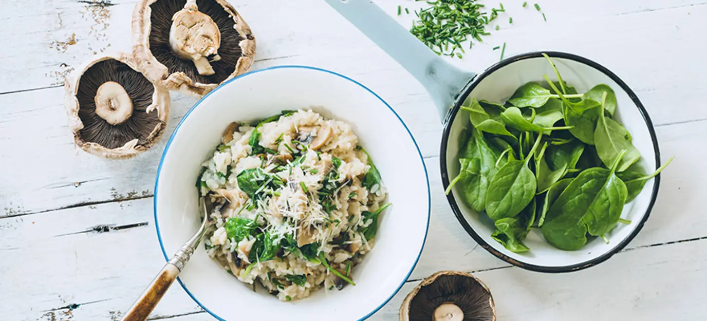 Oven baked mushroom risotto