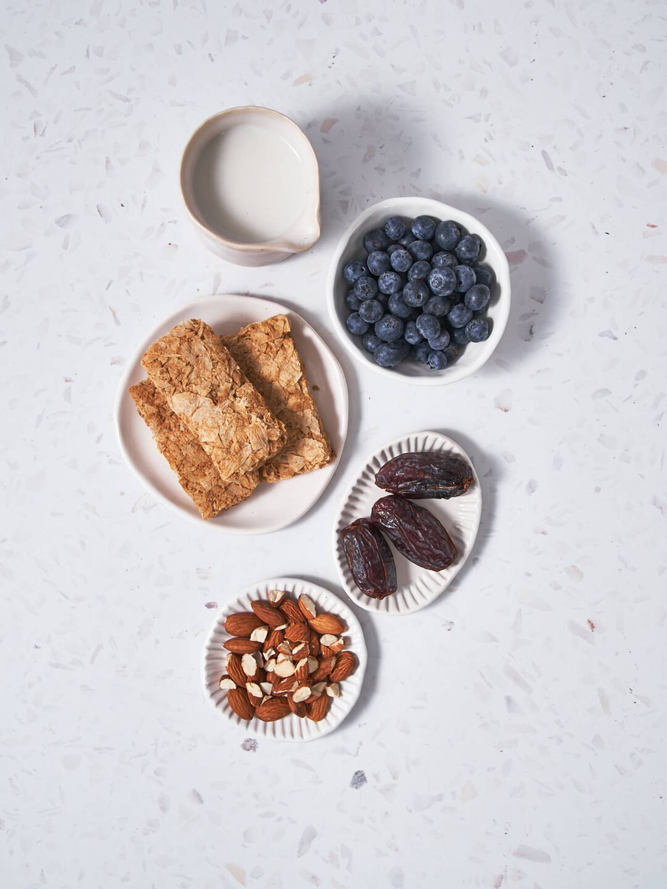 Weet-Bix with dates, blueberries and almonds