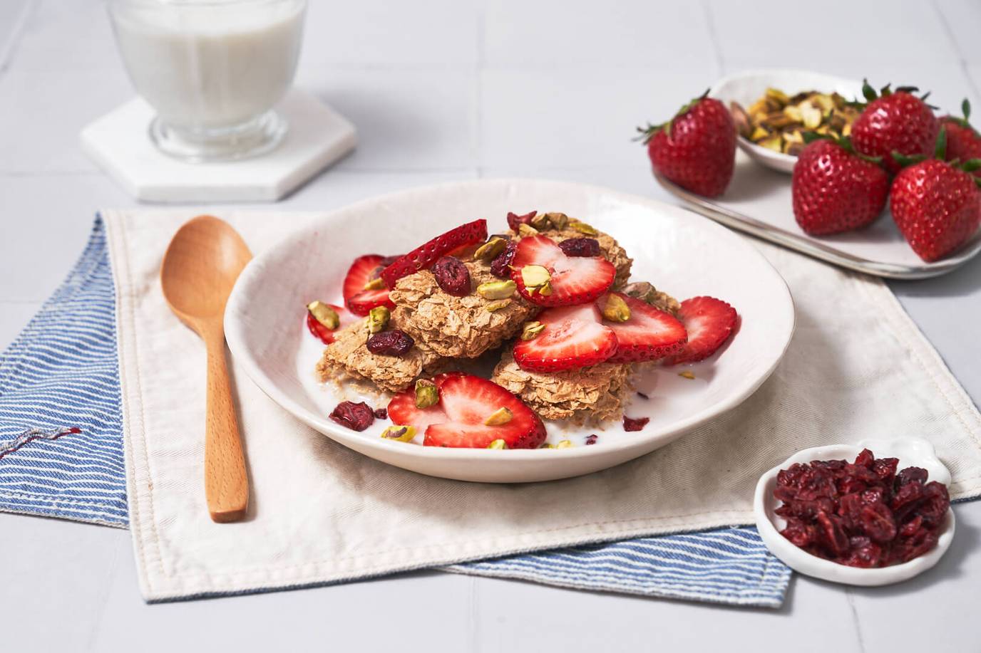 Weet-Bix™ with strawberries, cranberries and pistachios