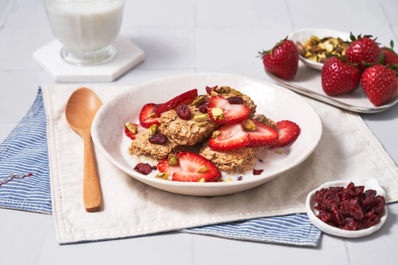 Weet-Bix™ with strawberries, cranberries and pistachios