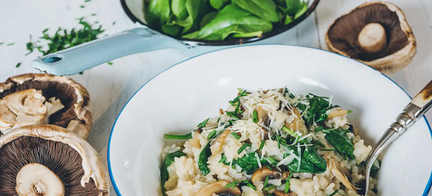Oven baked mushroom risotto