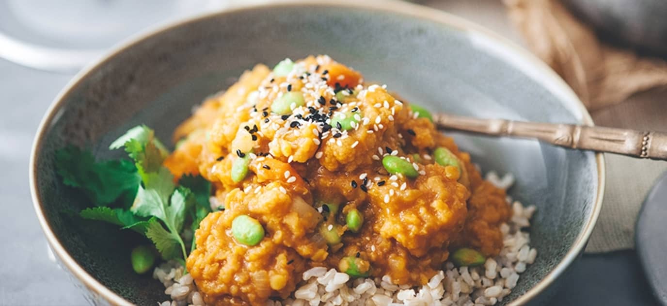 Cauliflower and edamame dhal