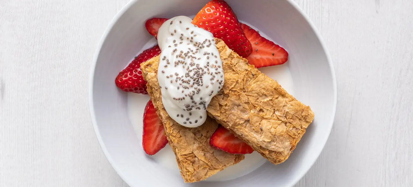 Weet-Bix™ with strawberries, yoghurt and chia seeds