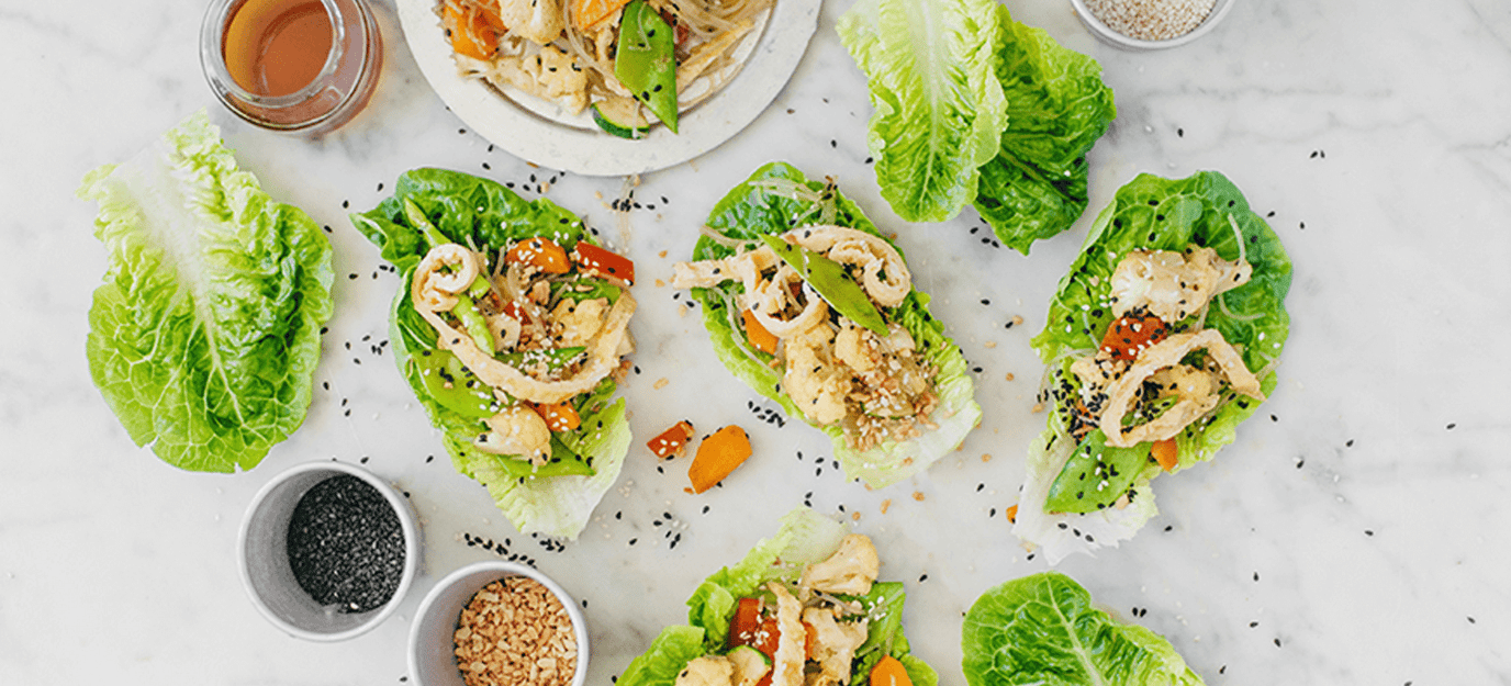 Singapore noodle lettuce wraps