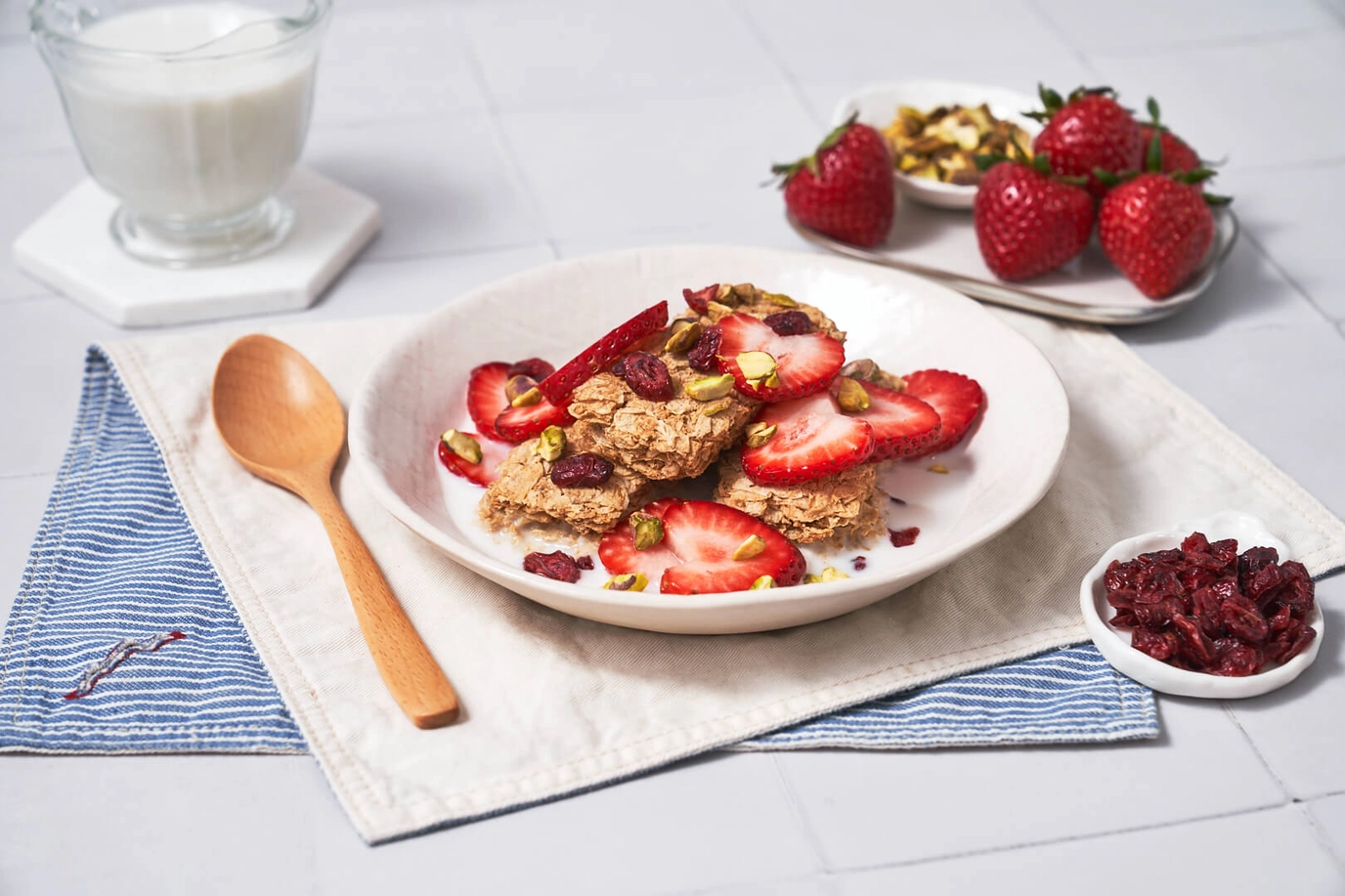 Weet-Bix™ with strawberries, cranberries and pistachios