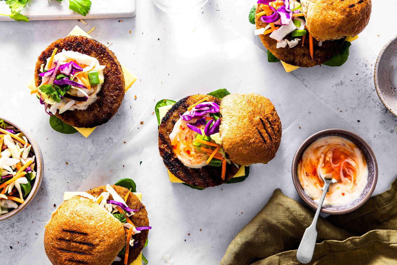 Chicken Style Burger with Crispy Slaw