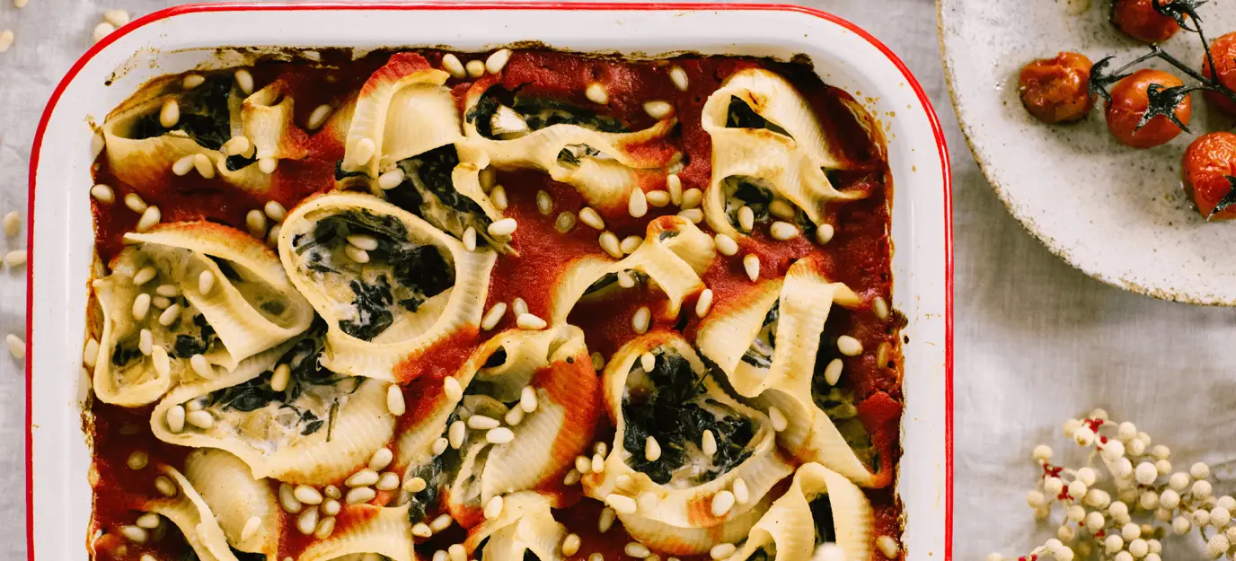 Spinach and Tofu Filled Shells