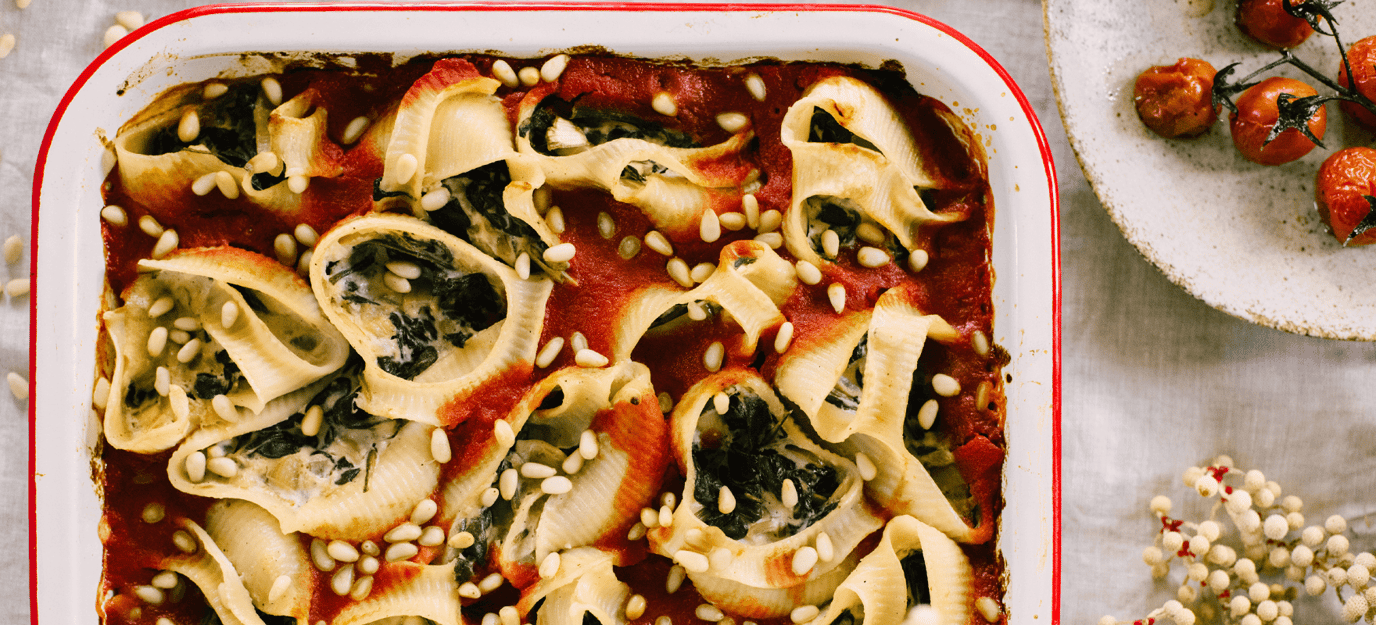 Spinach and Tofu Filled Shells