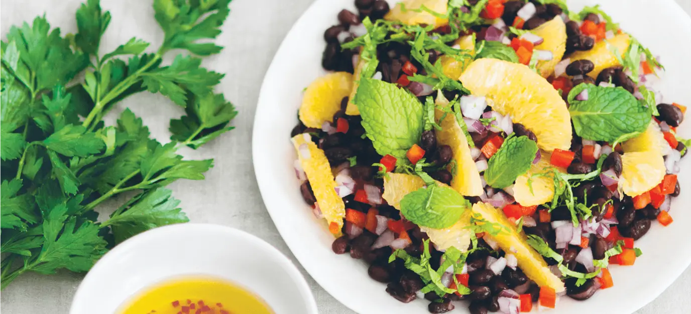 Black bean, orange, coriander and mint salad Black bean, orange, coriander and mint salad