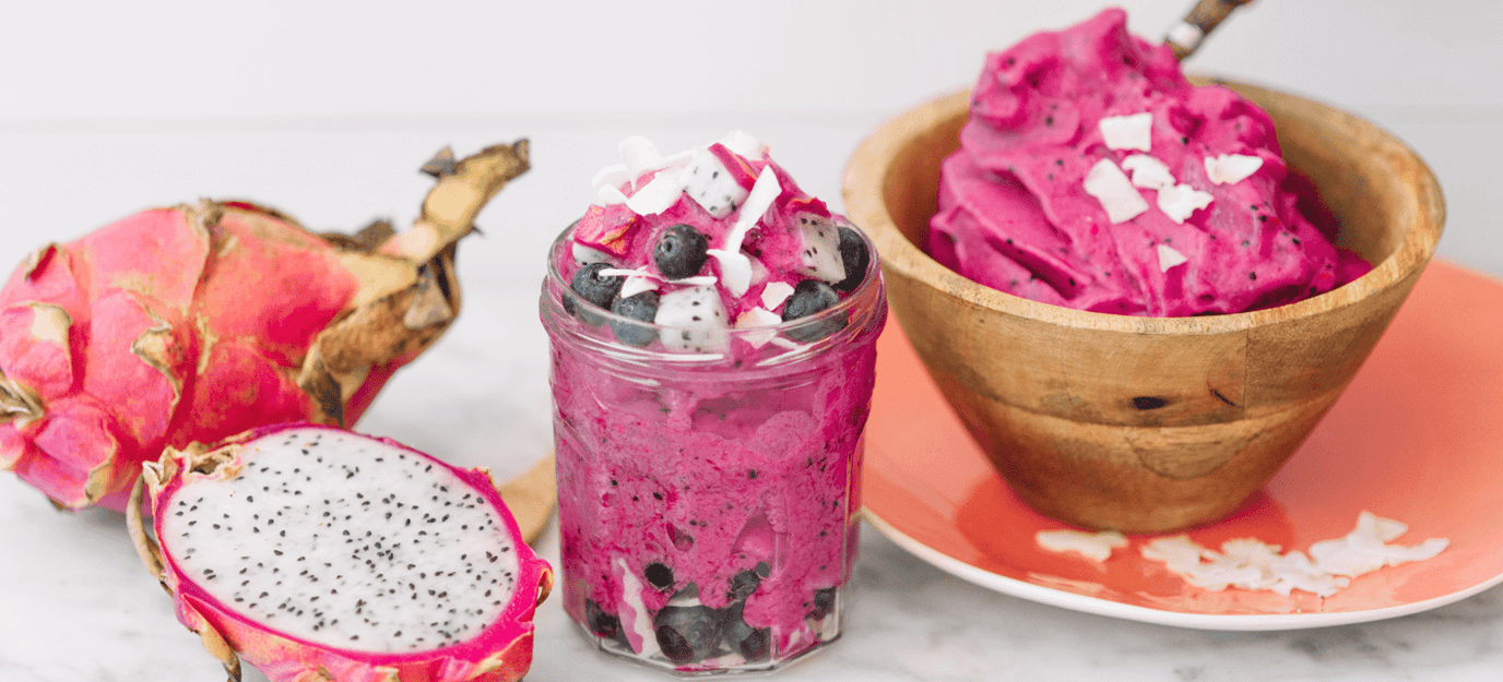 Dragon fruit (pitaya) nicecream