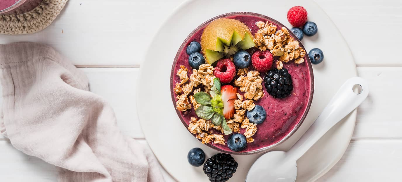 Mixed berry acai smoothie bowl